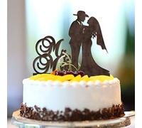 Décorations de gâteau rustiques Mr & Mrs personnalisables avec nom de famille et date de l'est - Silhouette de mariée et de marié pour fiançailles - Décoration de fête de future mariée - Cadeaux de