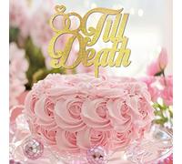 Décorations de gâteau rustiques « Till Death » Mr & Mrs à paillettes dorées pour gâteau de fiançailles, future mariée, cadeaux de fête prénuptiale