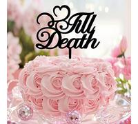 Décorations de gâteau rustiques « Till Death » Mr & Mrs en acrylique noir pour anniversaire de mariage, fiançailles, cadeaux pour couple