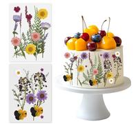 Décorations de gâteaux à fleurs sauvages, décorations à thème de fleurs sauvages, fleurs pressées, décorations de gâteaux pour fête prénatale, décorations de fête de mariage pour femmes, fournitures