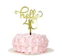 Décorations de gâteaux Hello 40 en acrylique doré - Décorations pour 40e anniversaire - Décorations de gâteaux et décorations