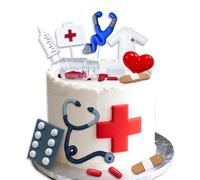 Décorations de Gâteaux Infirmièr,20PCS Cake Topper Thème de l'Infirmière,Décorations De Gâteau De Remise De Diplôme D'infirmière Médicale,Médicales Cake Topper Fête d'Anniversaire