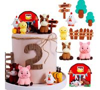 Décorations de gâteaux sur le thème des animaux de la ferme : figurine de mouton, figurine de vache, figurine de cochon, décorations pour une fête d'anniversaire sur le thème des animaux de la ferme (