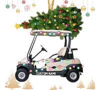 Décorations de golf 2D en acrylique classique | Décoration de Noël en forme de chariot de golf pour fête, réunion de famille, bureau, voisin, collègue, ami