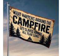 Décorations de grotte d'homme What Happens Around The Campfire Gets Slaved About All Year Long. Drapeaux pour adolescents Bar Man Cave Decor (120 x 180 cm)