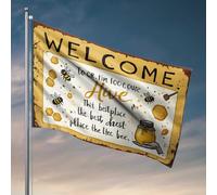 Décorations de grotte pour homme Abeille Utiful Honey Haven : Bienvenue dans notre ruche ! Drapeau The Room Decorations Fun Stuff(30 x 45 cm)