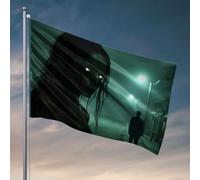 Décorations de grotte pour homme avec des yeux brillants debout dans une rue brumeuse, face à un homme, drapeaux cool pour chambre gars décoration de bière (30 x 45 cm)