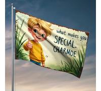 Décorations de grotte pour homme Embrassez votre charme unique : Qu'est-ce qui vous rend spécial ? Drapeau amusant de chasse Drapeau de jardin de bienvenue (30 x 45 cm)