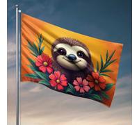 Décorations de grotte pour homme paresseux avec fleurs : un joli drapeau de scène de la nature Tiki Bar pour l'extérieur et le patio Drapeaux pour chambre gars amusant (30 x 45 cm)