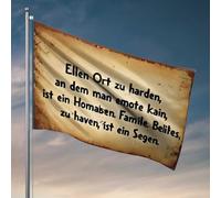 Décorations de grotte pour homme « Trouver la paix : une citation allemande sur la famille et le contentement drapeau de la chambre » (60 x 90 cm)