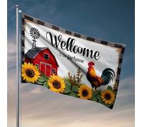 Décorations de grotte pour homme « Welcome To Our Farmhouse : A Cozy Grange Scene Flag Man Cave Bar Room Accessories For Men » (152 x 244 cm)