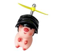 Décorations de Guidon de Moto, Beaux Figures d'animaux de Guidon avec Casque d'hélice | Décoration de Guidon de Porc Ornements de Moto