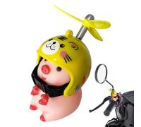 Décorations de Guidon de Moto - Jolies Figurines d'animaux avec Casques d'hélice, de Porc de Dessin animé - Décoration de Guidon pour et Adultes