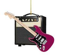 Décorations de guitare de Noël - Ornements plats en acrylique, mini guitare électrique, matériau léger et durable, thème de musique de Noël, couleurs vives | pour les amateurs de musique Tree Home