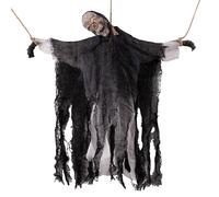 Décorations de jardin d'Halloween - Pendentif fantôme volant en tissu - Décoration suspendue effrayante - Éclairage LED - Effet glacé - Décoration extérieure pour jardin, maison hantée, arrière-cour