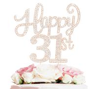 Décorations de joyeux 31e anniversaire, décoration de gâteau en strass doré pour 31e anniversaire - Acclamations pour les 31 ans, panneau de cent