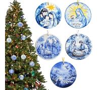 Décorations De La Nativité | Pendentif Bleu 2D Acrylique 5 Pièces,Décorations De Noël Double Face | pour La Maison L Église Les Fêtes De Noël Les Hommes Les Et Les Femmes