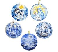 Décorations De La Nativité - Pendentif Bleu De La Nativité En Acrylique 2D Lot De 5 Pièces | Ornement de Sapin de Noël Double Face 5 Pièces | Pour La Maison L Église Les Fêtes De Noël Les Hommes Les E