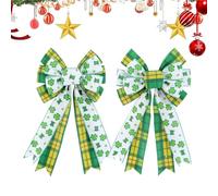 Décorations de la Saint-Patrick - 2 Pièces Décoration de Nœud Papillon Vert | Ruban pour Couronne,Décoration de Fête Irlandaise pour Intérieur Table Cheminée Événement Extérieur