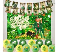 Décorations de la Saint-Patrick - Bannière « Happy St Patrick » - 180 x 110 cm - Ballons de la Saint-Patrick - Toile de fond pour photographie - Décoration irlandaise - Bannière trèfle - Fournitures