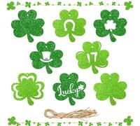 Décorations de la Saint-Patrick | Décorations de fête de la Saint-Patrick, bonne chance festive Lot de 8 | Décoration de maison de campagne Shamrock pour la cheminée murale de la maison