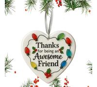 Décorations De L'amitié pour Femmes | Pendentif Cœur d'Ami avec Message Merci - Décoration Charm en Céramique | Collègue Femme Sœur