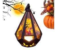 Décorations de lanterne d'Halloween - Lumières effrayantes de 9,6 cm pour pelouse, application multi-scènes avec fonction de batterie, lanterne d'intérieur pour
