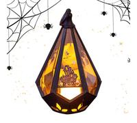 Décorations de lanterne d'Halloween - Lumières effrayantes de 9,6 cm pour pelouse, application multi-scènes avec fonction de batterie, lanterne d'intérieur pour