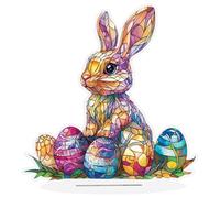 Décorations de lapin | Acrylique 2D coloré et pour Pâques saisonnières - Centrotable Lapin pour décoration de bureau de printemps, pour étagère buffet de seuil, salle à manger, fête de mariage