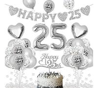 Décorations de mariage dorées, décorations du 50e anniversaire - Bannière "HAPPY 50", ballons en aluminium numérotés et ballon en latex, confettis numéro 50 dorés, décoration de gâteau (Silver)