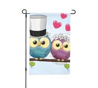 Décorations de mariage Hiboux drôles, 12 x 18 pouces Drapeau de jardin d'été double face pour l'extérieur