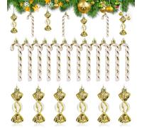 Décorations de Noël - 18 Pièces de Bâtons de Sucre, Boules pour Arbre Or, Ornements (Gold)
