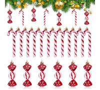 Décorations de Noël - 18pcs Bâtons de Sucre, Baubles pour Arbre de Noël, Ornements Mignons en Forme de Chien Rouge (Rouge)