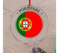 Décorations de Noël 2022 Portugal en acrylique - Drapeau national - Boule de Noël - Drapeau de la ville - Décoration d'arbre - Décoration d'arbre - Étiquette transparente
