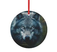 Décorations de Noël 2024 avec imprimé loup aux yeux bleus - Petites décorations de sapin de Noël - Tailles assorties (S, L)