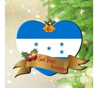 Décorations de Noël 2024 Dieu bénit le Honduras en acrylique Décorations de Noël drapeaux nationaux de pays marin, voile, boule de Noël, bar, fête, souvenir, cadeau de collection, décoration d'arbre