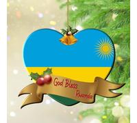 Décorations de Noël 2024 Dieu bénit le Rwanda en acrylique - Drapeau national - Cadeaux nautiques - Souvenir patriotique - Souvenir patriotique - Cadeau de collection - Décoration d'arbre - Étiquette