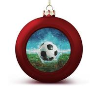 Décorations de Noël 2024 - Grandes boules de Noël incassables sur fond de ballon de football - Boules de décoration de Noël à suspendre de style rouge