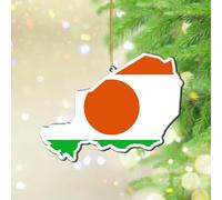 Décorations de Noël 2024 Niger en acrylique à suspendre - Série drapeau héros - Ornement souvenir de carte d'État - Souvenir - Cadeau de collection - Décoration d'arbre de Noël - Étiquette de nom