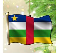 Décorations de Noël 2024 République centrafricaine en acrylique - Drapeau patriotique - Pendentif cadeau - Couleur vive - Souvenir - Cadeau de collection - Décoration d'arbre - Étiquette de nom