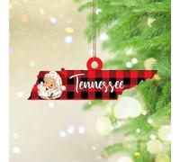 Décorations de Noël 2024 Tennessee en acrylique pour sapin de Noël - Pendentif visage de Père Noël - Souvenir de la fête des anciens combattants - Cadeau de collection - Décoration d'arbre de Noël
