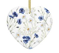 Décorations de Noël 2025 avec fleurs sauvages et marguerites - Décoration de sapin de Noël - Décoration à suspendre en céramique - Cadeau pour la famille, les amis