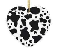 Décorations de Noël 2025 avec imprimé vache noire et blanche, décoration d'arbre de Noël, ornement à suspendre en céramique, cadeau pour la famille, les amis