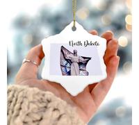 Décorations de Noël 2025 Dakota du Nord à suspendre, drapeau américain des États-Unis, boule de Noël cadeau de collection pour les vacances festives, décoration d'intérieur, cercle en céramique, 7,6