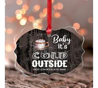 Décorations de Noël 2025 - Décoration de Noël en acrylique - Motif cacao chaud - Baby It's Cold Outside - Souvenir de Noël, café, bar, café, sucre d'orge, guimauves, décoration d'arbre souvenir