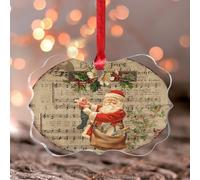 Décorations de Noël 2025 en acrylique à suspendre en forme de Père Noël antique elfe - Souvenir d'histoire du Père Noël - Cadeau de collection - Décoration d'arbre - Étiquette de nom - Transparent