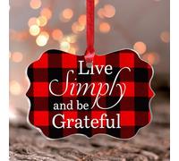 Décorations de Noël 2025 en acrylique avec inscription « Live Simply And Be Grateful » - Décoration de sapin de Noël - Transparent