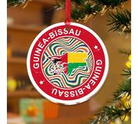 Décorations de Noël 2025 en acrylique de 7,6 cm - Guinée-Bissau - Décoration de Noël amusante - Décoration de vacances - Carte d'État du monde - Drapeau souvenir - Disque transparent - Étiquette de