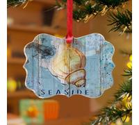 Décorations de Noël 2025 en acrylique de 7,6 cm sur le thème nautique, plage, océan, escargot de mer, décoration de Noël amusante, décoration de fête, arbre de vacances, animal marin, tortue, poulpe