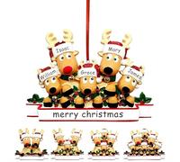 Décorations de Noël 2025 en résine à faire soi-même avec 2/3/4/5/6 noms personnalisés, décorations décoratives à suspendre pour sapin de Noël, cadeaux d'élan personnalisés, pour amis, famille (cerf)
